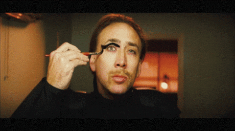 Nicolas Cage Putting On Make Up Pedro Pascal GIF