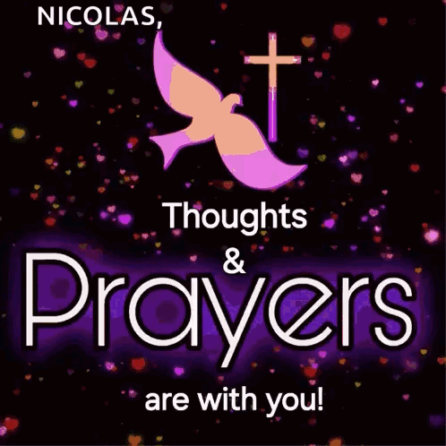 Nicolas Thoughts And Prayers Are With You With A Dove And Cross GIF