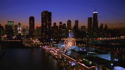 Night City Chicago Skyline GIF