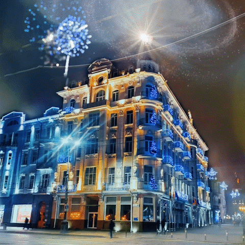 Night City Fireworks GIF