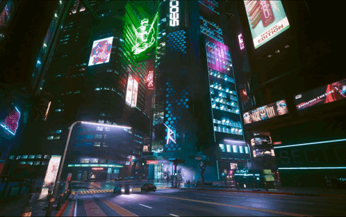 Night City Street With Seoc Building
