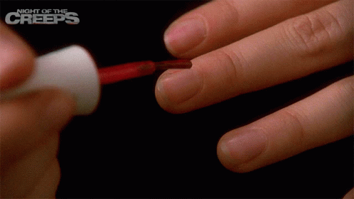 Night of the Creeps Poster Person Painting Nails Red
