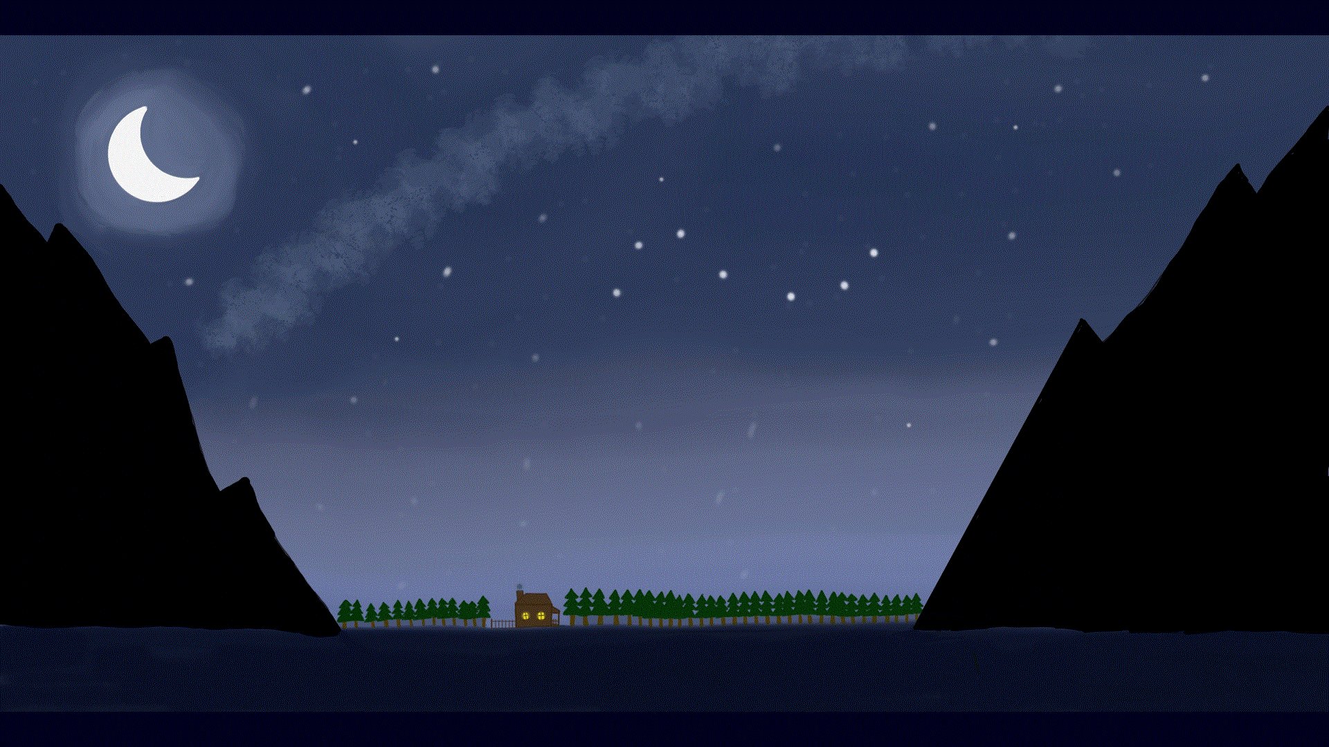 Night Sky Animated Art Mountains GIF