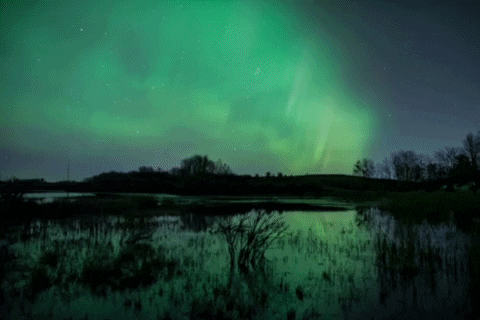 Night Sky Aurora Borealis Dance GIF