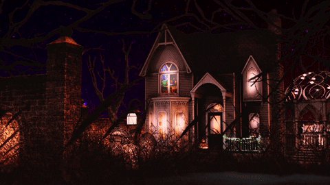 Night Sky Halloween Haunted House GIF