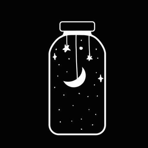 Night Sky Moon Stars Jar GIF