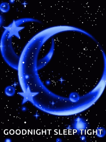 Night Sky Neon Moon Bubbles GIF