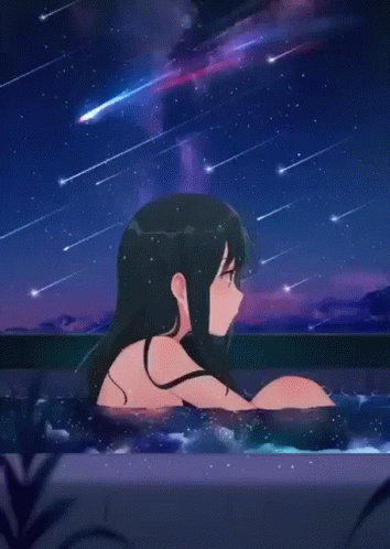 Night Sky Shooting Stars Girl GIF