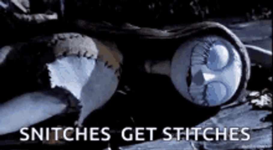 Nightmare Before Christmas Sally Snitches Get Stitches GIF