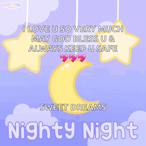 Nighty Night Greeting Card with Moon and Stars