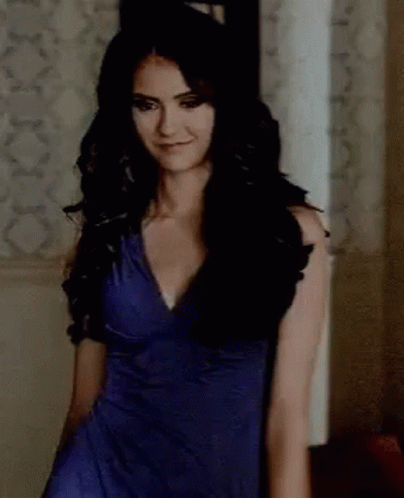 Gorgeous Nina Dobrev Blue Dress GIF