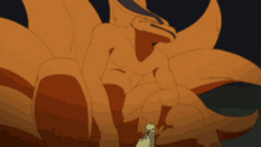 Nine Tailed Beast Kurama And Naruto GIF
