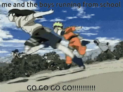 Ninja Friends And Naruto Running From School GIF
