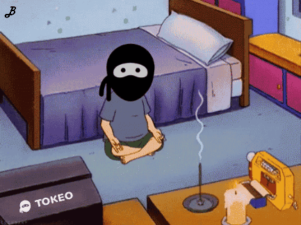 Ninja Sitting by Bed with Tokeo Box