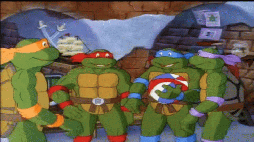 Ninja Turtle Team High Five GIF