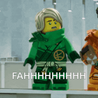 Ninjago Character Says Fahrhhhh Beside Another Lego GIF