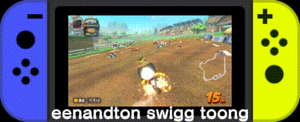 Nintendo Switch Playing MarioKart on Blue Background