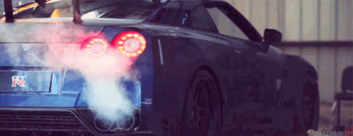 Nissan Skyline R34 Smoking Tail Pipe GIF