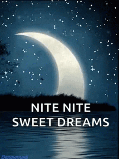Nite Nite Sweet Big Crescent Night Sky Moon GIF