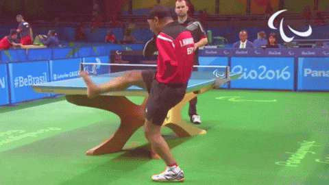 No Arms Player Skillful In Table Tennis GIF