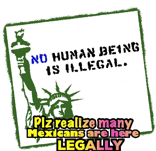 No Human Is Illegal Sign with Statue of Liberty