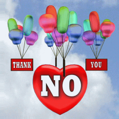 Floating Heart And Balloons No Thank You GIF