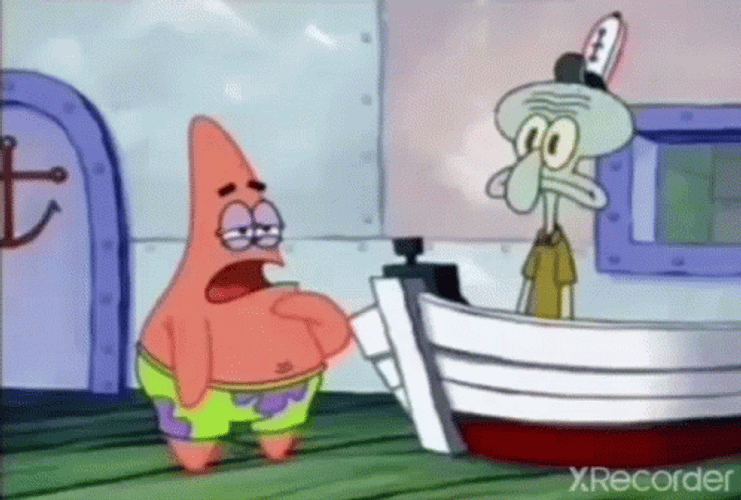 No This Is Bored Patrick Watching Squidward GIF