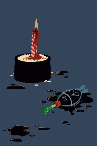 No Water Happy Birthday Fishing Living Artwork GIF