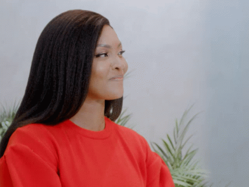 Lady In Red Shirt Is Nodding GIF