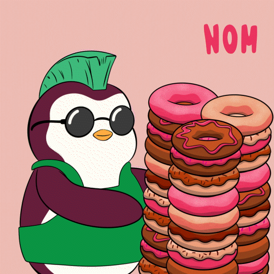Nom Nom Hungry Penguin Donut GIF