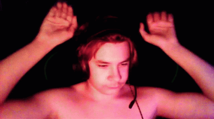 Nonchalant Guy Doing Caramelldansen In Neon Lights GIF