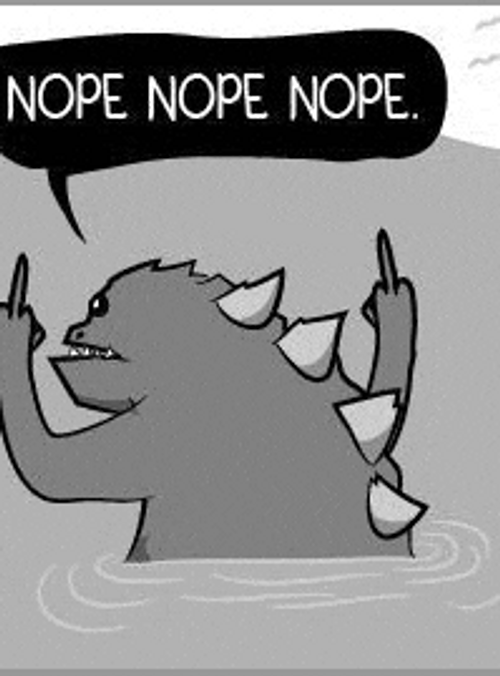 Nope Nope Nope Godzilla Walking Out Cartoon GIF