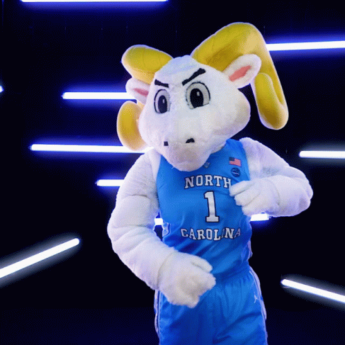 North Carolina Mascot In Blue Jersey GIF