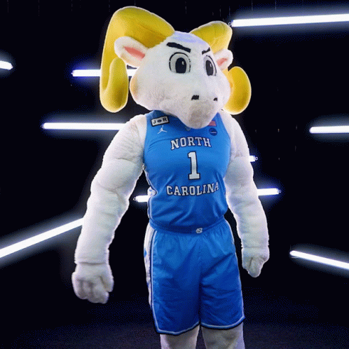 North Carolina Mascot in Blue Jersey With Number 1