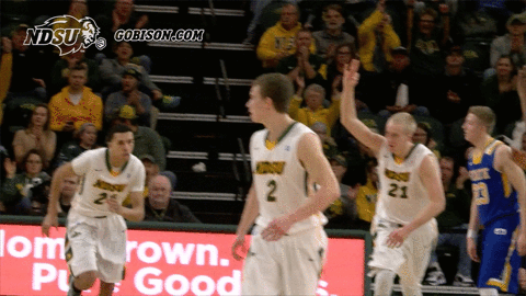 North Dakota State Basketball Player Hands Up GIF
