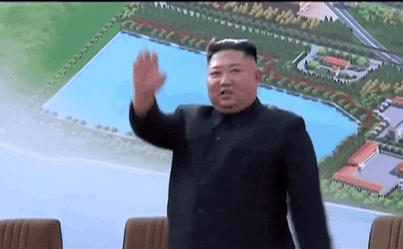 North Korea Kim Jong Un Happily Waving GIF