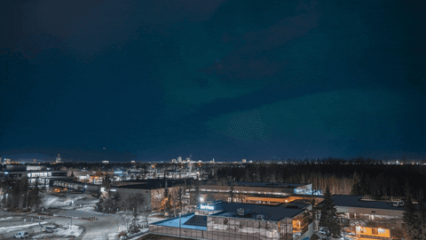 Northern Lights On The City Sky GIF