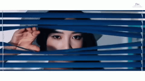 Nosy Red Velvet Joy Opening Window Blinds GIF