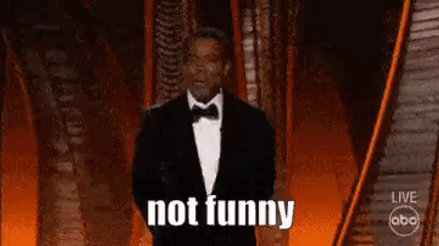 Not Funny Will Smith Slapping Chris Rock GIF