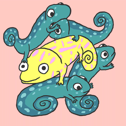 Not Like Us Cute Cartoon Chameleon GIF