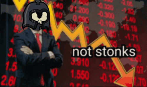 Not Stonks Human With Fudbuddies Character Head GIF