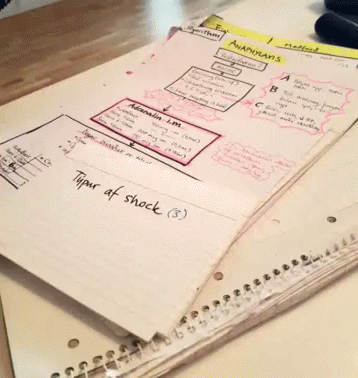 Notebook Open to Type of Work