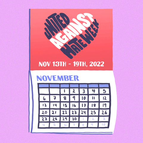November Animated Calendar Stop Hate Choose Love GIF