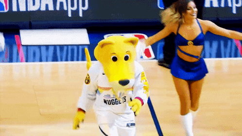 Nuggets Mascot And Cheerleader GIF