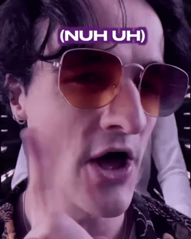 Nuh Uh Black Hair Sunglasses Man GIF