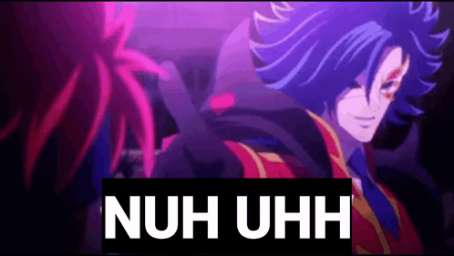 Nuh Uh Blue-haired Anime Guy GIF
