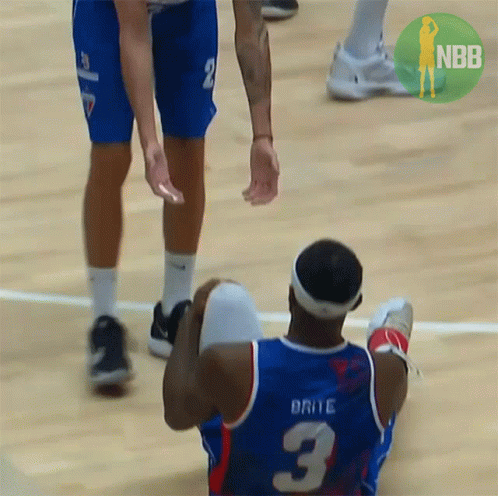 Number 3 Basketball Player Kneeling GIF