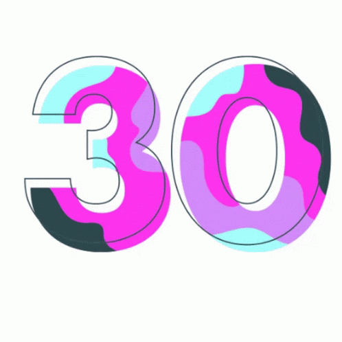Number 30 in Colorful Font