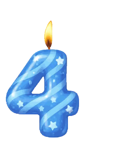 Number Four Candle With Bunny