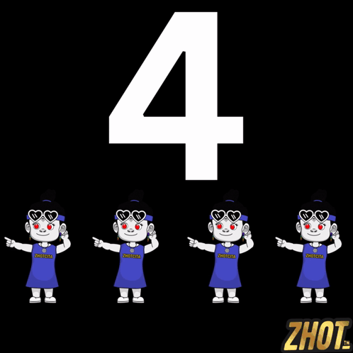 Number Four Displayed With Robots
